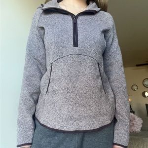 Lululemon Fleece and Thank You Half Zip Pullover Hoodie in Heathered Pink